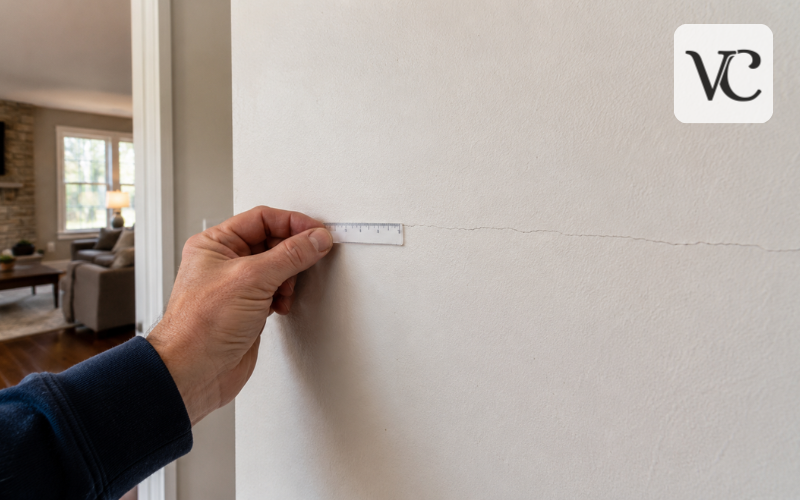 horizontal hairline crack in wall