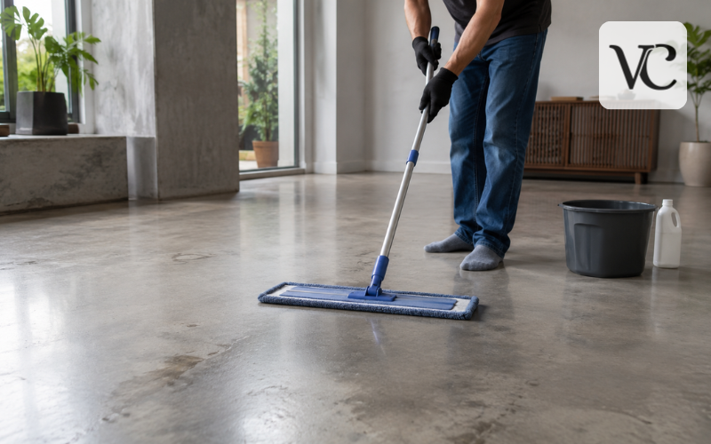 how to clean concrete floors