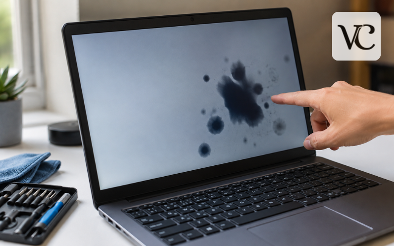black pressure marks on laptop screen