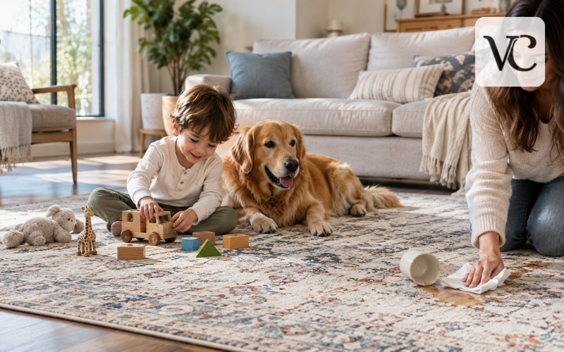 tumble machine washable area rug kid & pet friendly