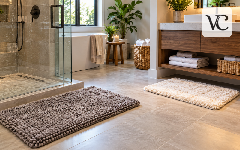 bath mats in bathroom
