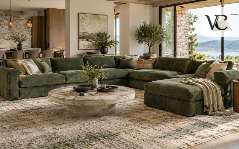green sectional sofa